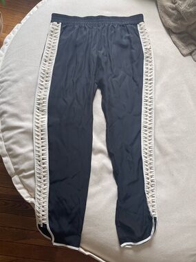 Parker 100% Silk Cropped Track Pant with Side Detail